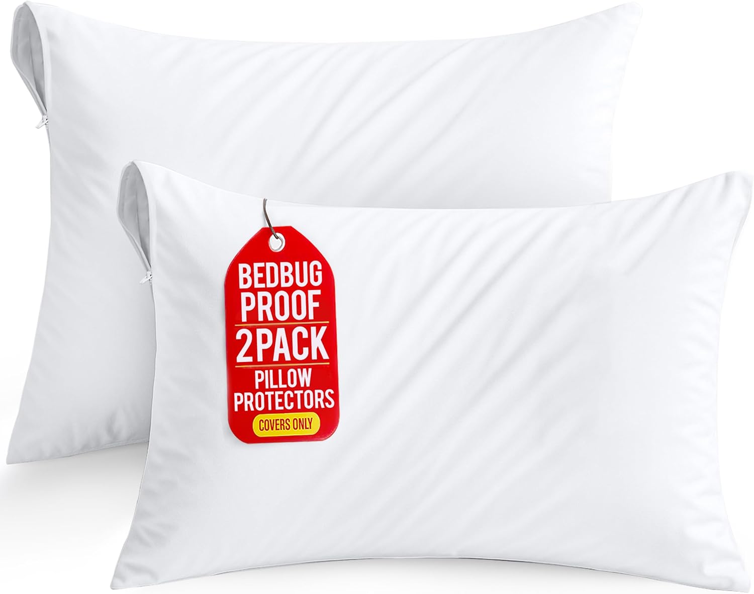 Set of 2 Pillow Protectors with Zipper Queen Size, Bed Bug and Dust Mite Proof Pillow Covers, Ultra Soft Pillow Encasements, Moisture Wicking and Waterproof Pillow Cases by Utopia Bedding (White)