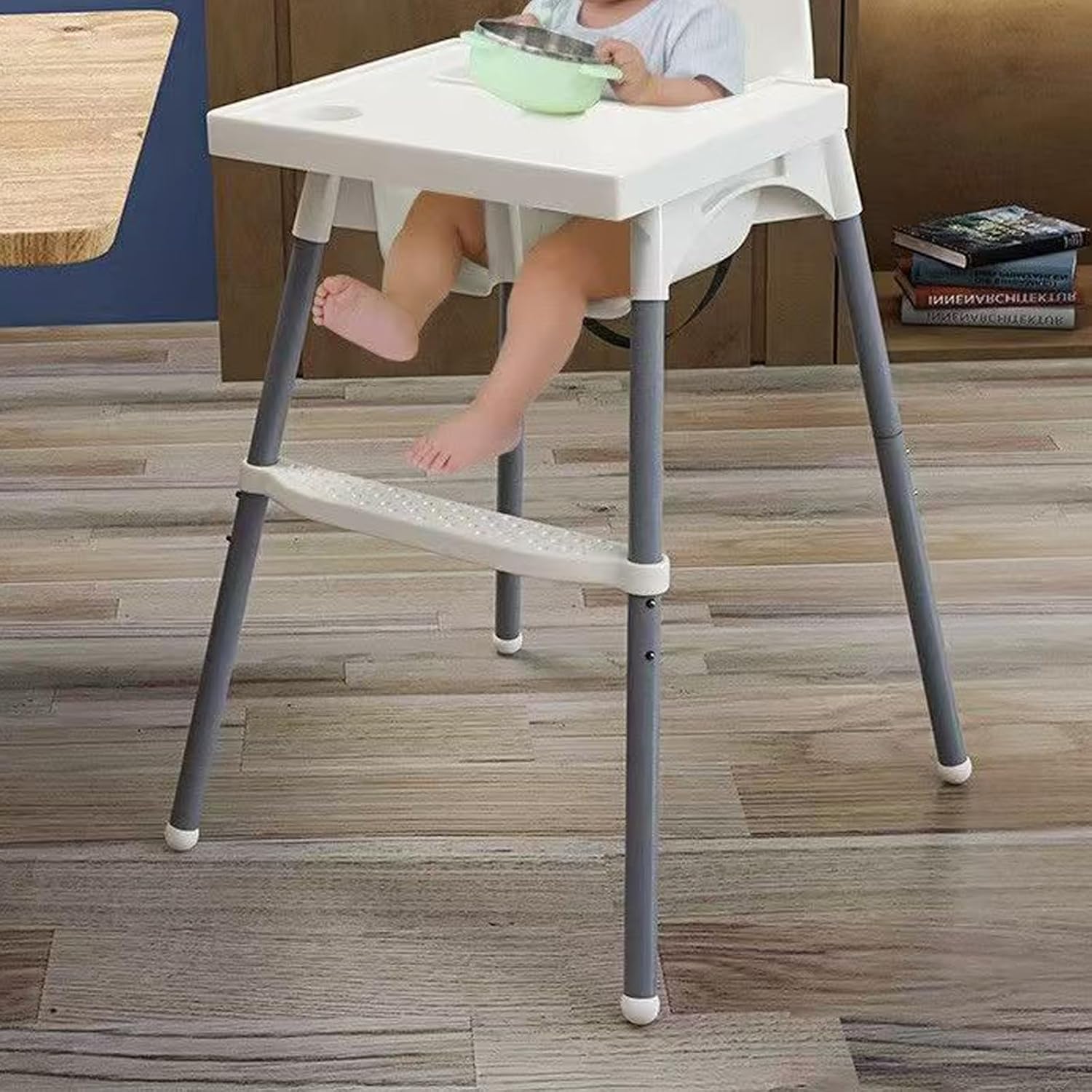 HANQ Reposapiés para silla alta, altura ajustable, reposapiés portátil para bebé, accesorios para silla alta, compatible con reposapiés IKEA Antilop para silla alta (blanco)