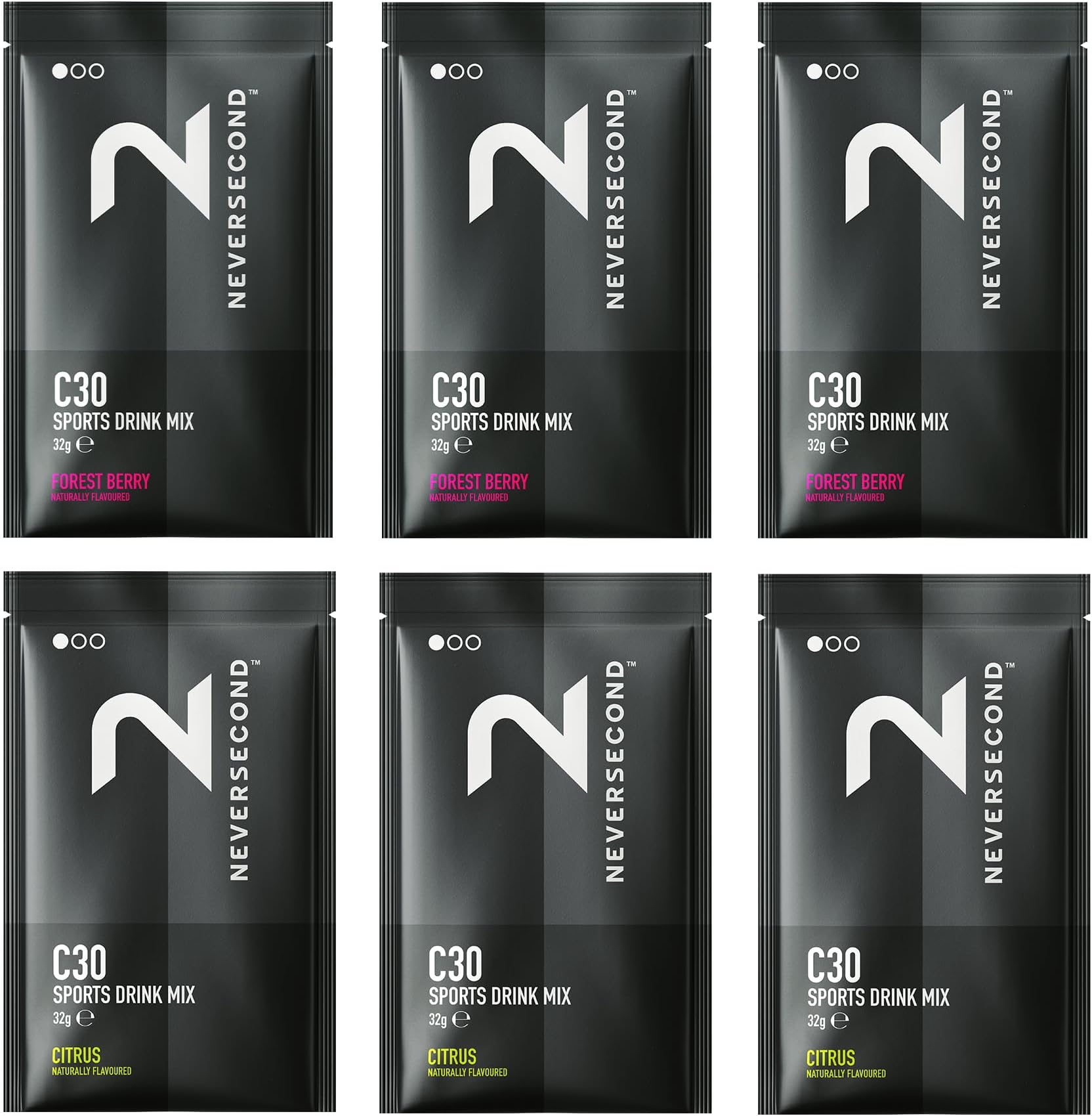 C30 Sports Drink, High Performance Electrolyte Hydration & Carbohydrates, Never2 Sports Drink for Ultra Triathlons, Cycling, & Marathons (Single Servings, 6-Count Variety Pack)