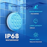 Vista 4 de Geekman Luces LED subacuáticas recargables con control remoto, IP68 impermeables 16 colores luces ambientales de piscina, alimentación USB-C