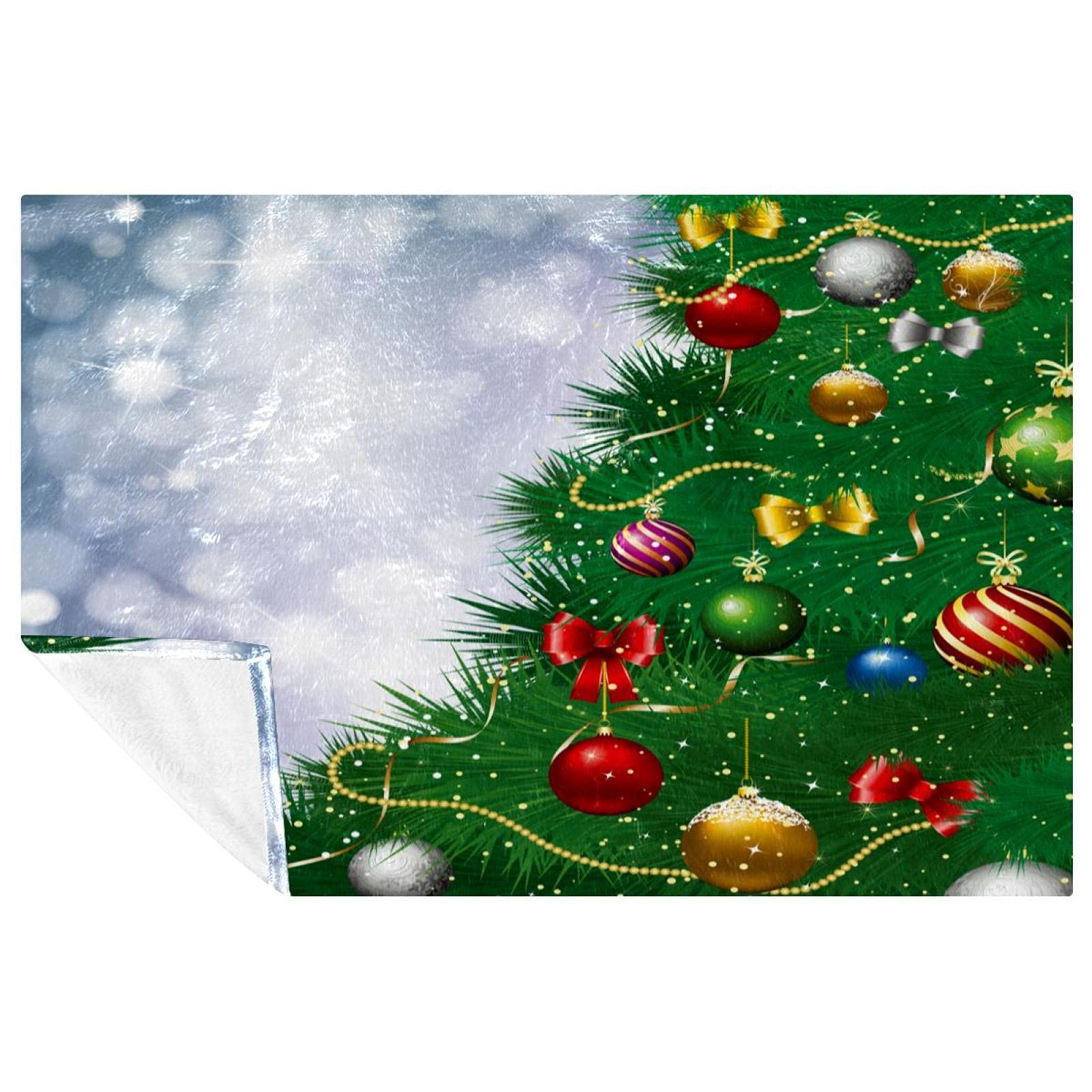 Couverture douce et chaude motif arbre de Noël vert plaid lit et canapé 150x100