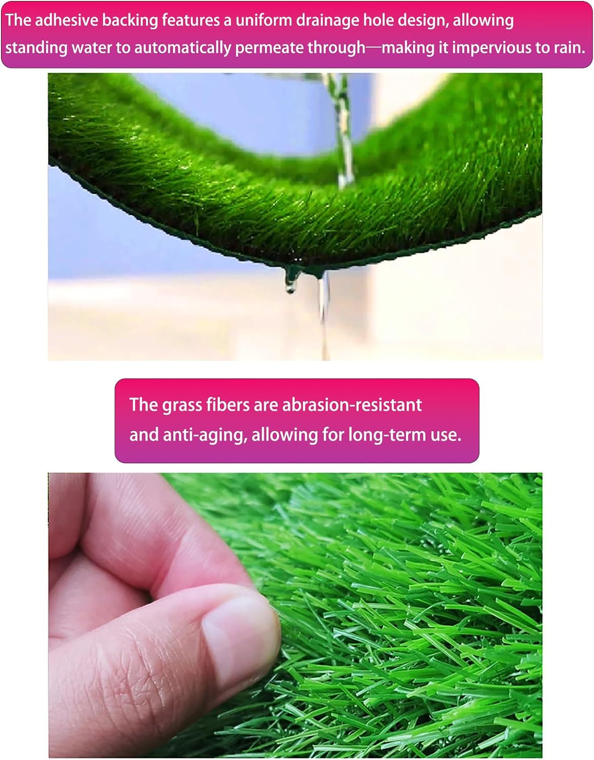 Synthetic Grass Rug for Outdoor Landscaping - Realistic Fake Grass Mat for Balcony, Patio, Kindergarten - 20mm Thick Green Artificial Turf Carpet for DIY Decoration(1x5 Meters)