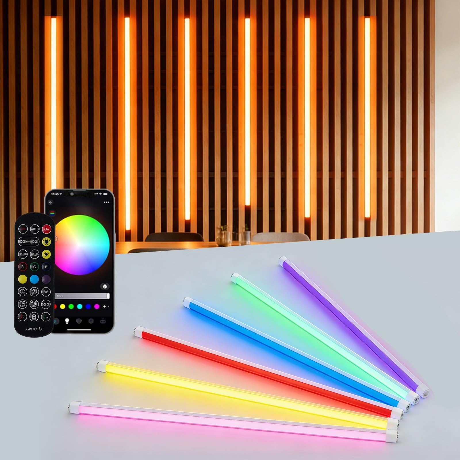 LED Strip Lights for Acoustic Wall Panels, 6x1M Acoustic Panels Embedded LED Light Strips Kit, Flexible LED Wall Lights for Wood Slat&Kitchen Cabinets, App & 2.4G Remote Control, Music Sync, Cuttable
