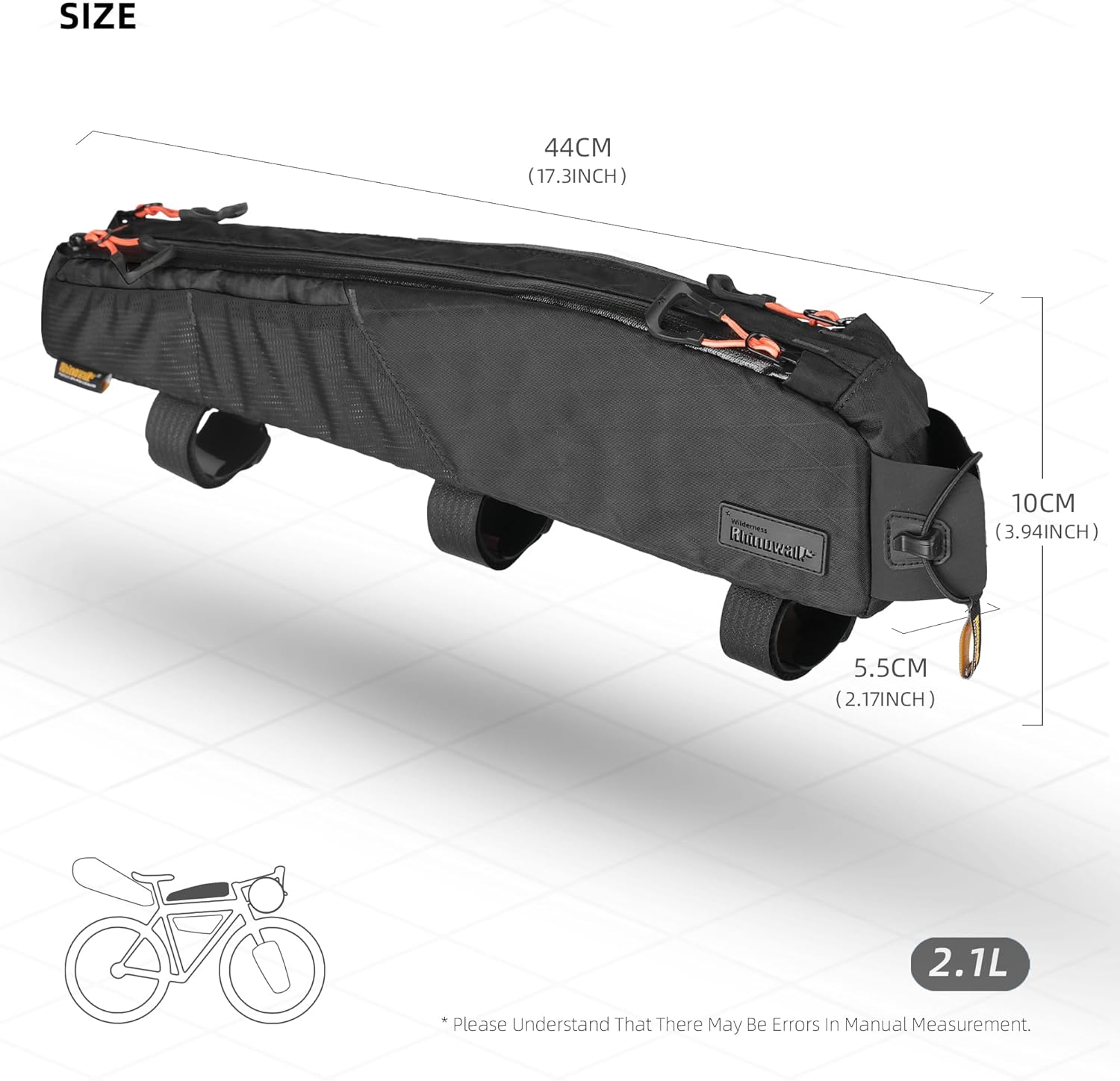 Bike Top Tube Bag Bicycle Front Frame Bag 2.1L with Dual Side Mesh Pockets for MTB Road Bike Cycling Commuting and Outdoor Adventures - Image 3