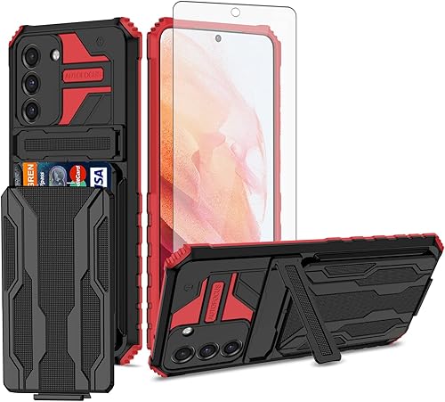 Miniatura 8 de Asuwish Funda de teléfono para Samsung Galaxy S21 FE Gaxaly S 21 FE 5G con protector de pantalla de vidrio templado y soporte delgado para tarjeta