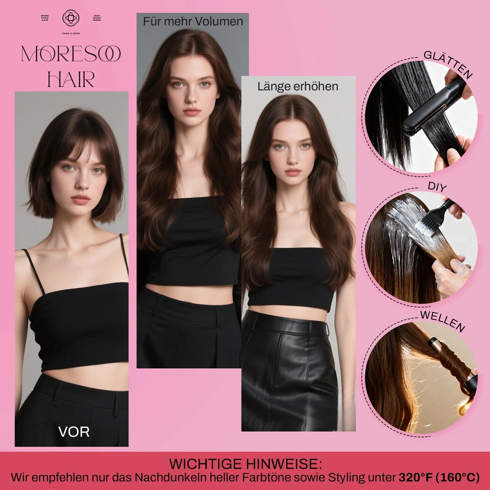 Moresoo Tape Extensions Echthaar Blond 40 cm Haarverlängerung Aschblond Platinblond Remy Unsichtbar 20 Stück 50 Gramm #18/613 16 Zoll