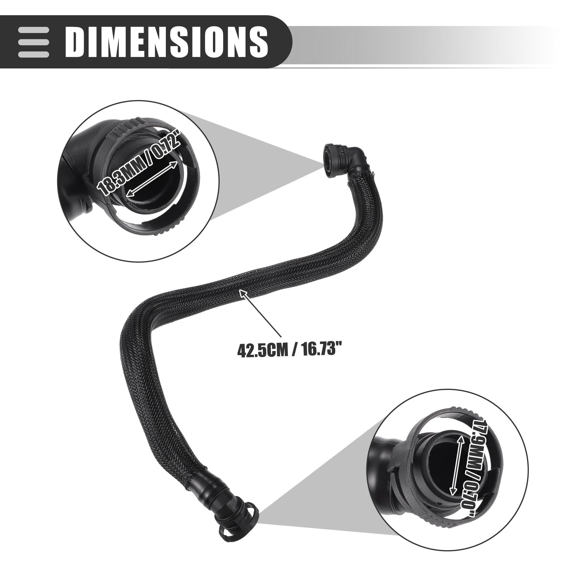 A ABSOPRO Tuyau De Ventilation Pour Carter Pour Mini Cooper 1.6L 07-12 1pc | Couleur Noir, Matériau Plastique, Taille 42.5cm, Réf. 11157605186, Facile À Installer, Résistant À L'Usure