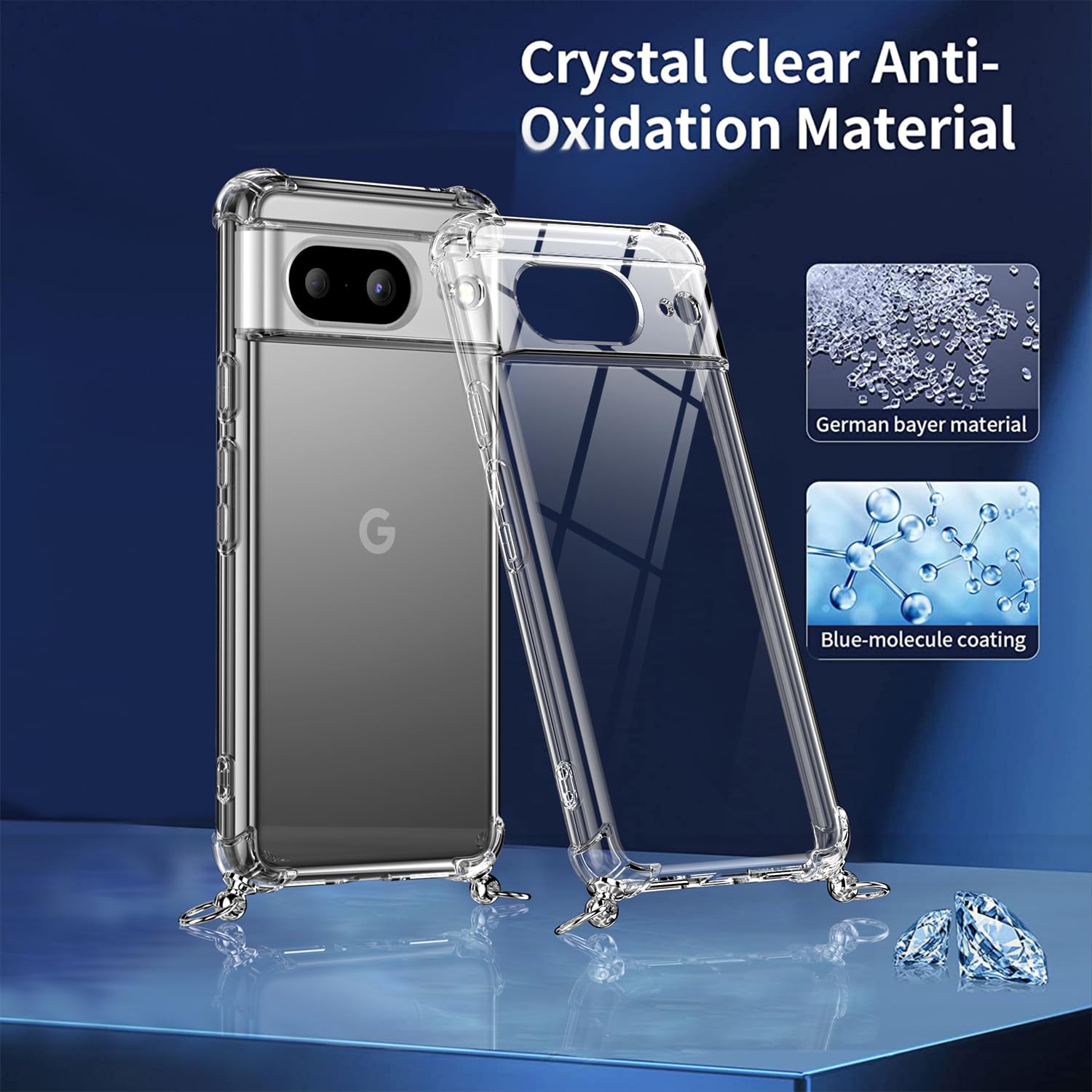 Google Pixel Funda Ptny Para 10 Pro - Silicona Transparente Con Correa Ajustable, Protección Antiimpactos Carcasa Collar Ajustable Cuerda Portátil