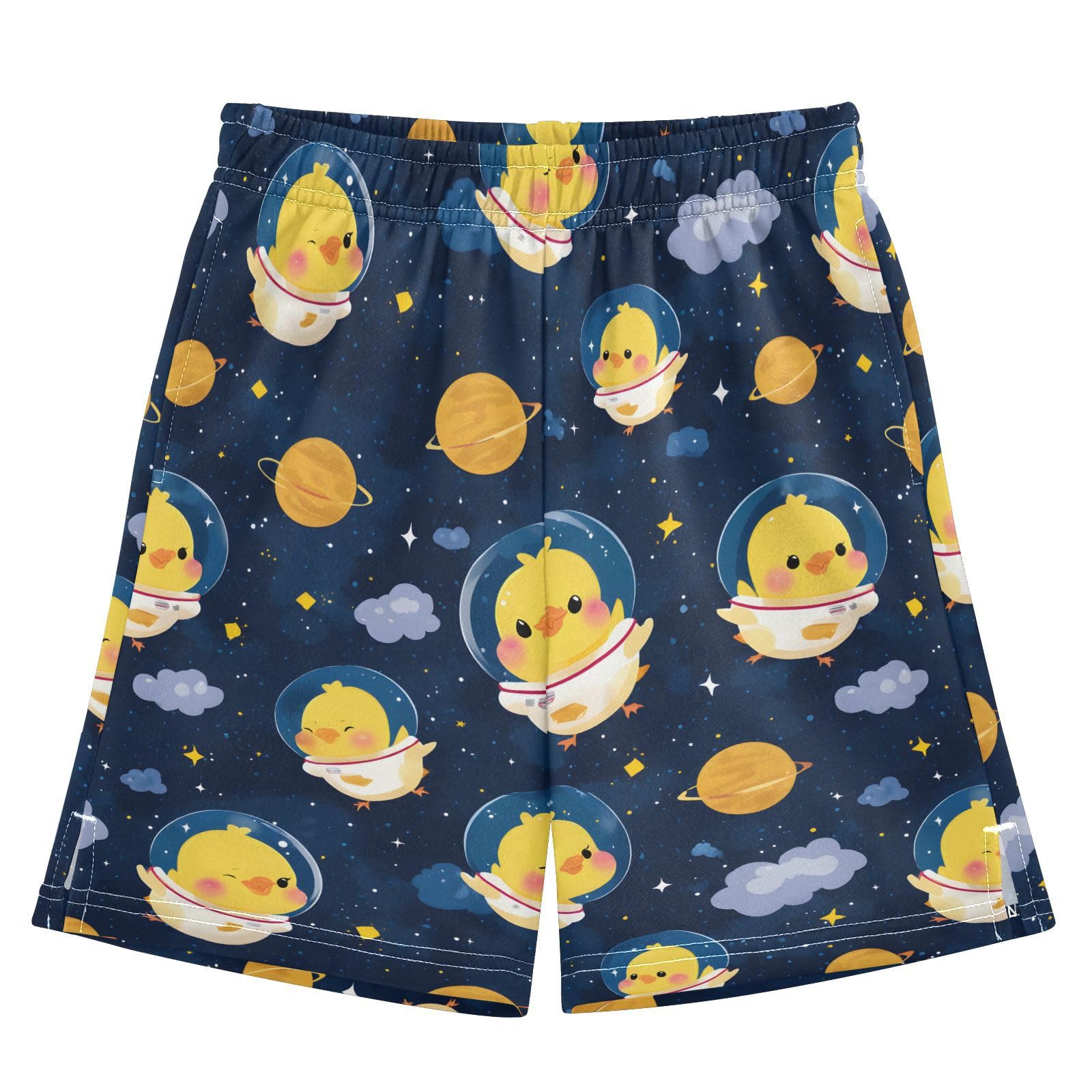 panksolu Cute Astronaut Yellow Chicken Shorts for Boys Summer Athletic Outdoor Boys Shorts Size 9-10