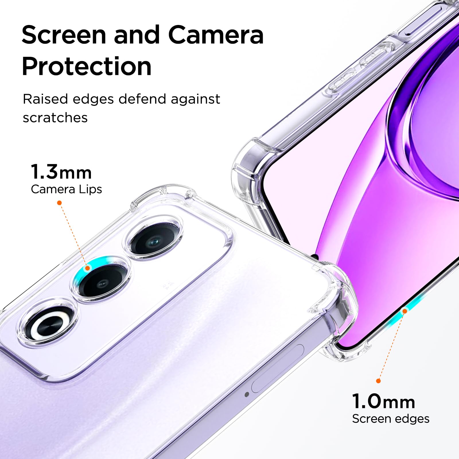 Oududianzi - Anti Ingiallimento Chiaro Cover per Oppo A80 5G, Custodia Antiurto Trasparente per Assorbimento degli Urti con Paraurti in TPU Morbido Sottile Case