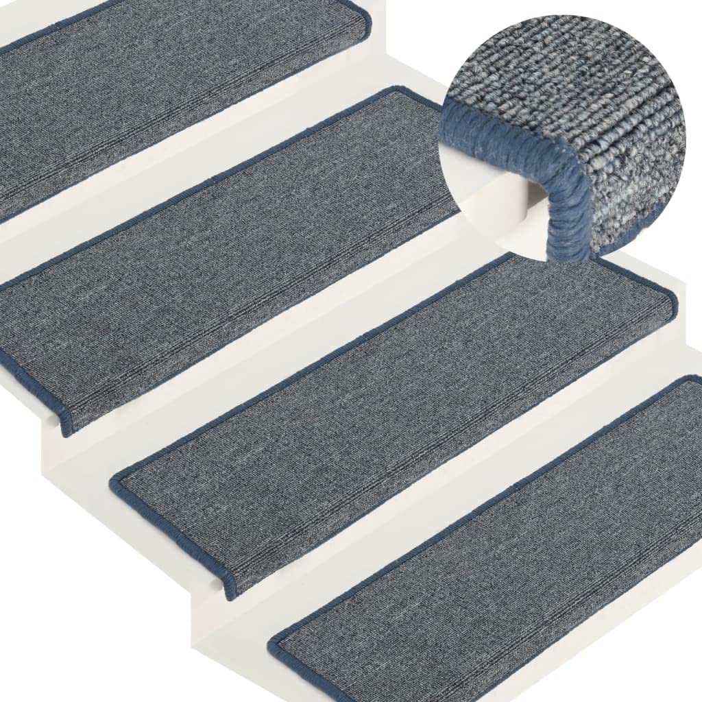 vidaXL Stair Mats 15 pcs 65x21x4 cm Light Grey and Blue Rectangular Edge — image 1
