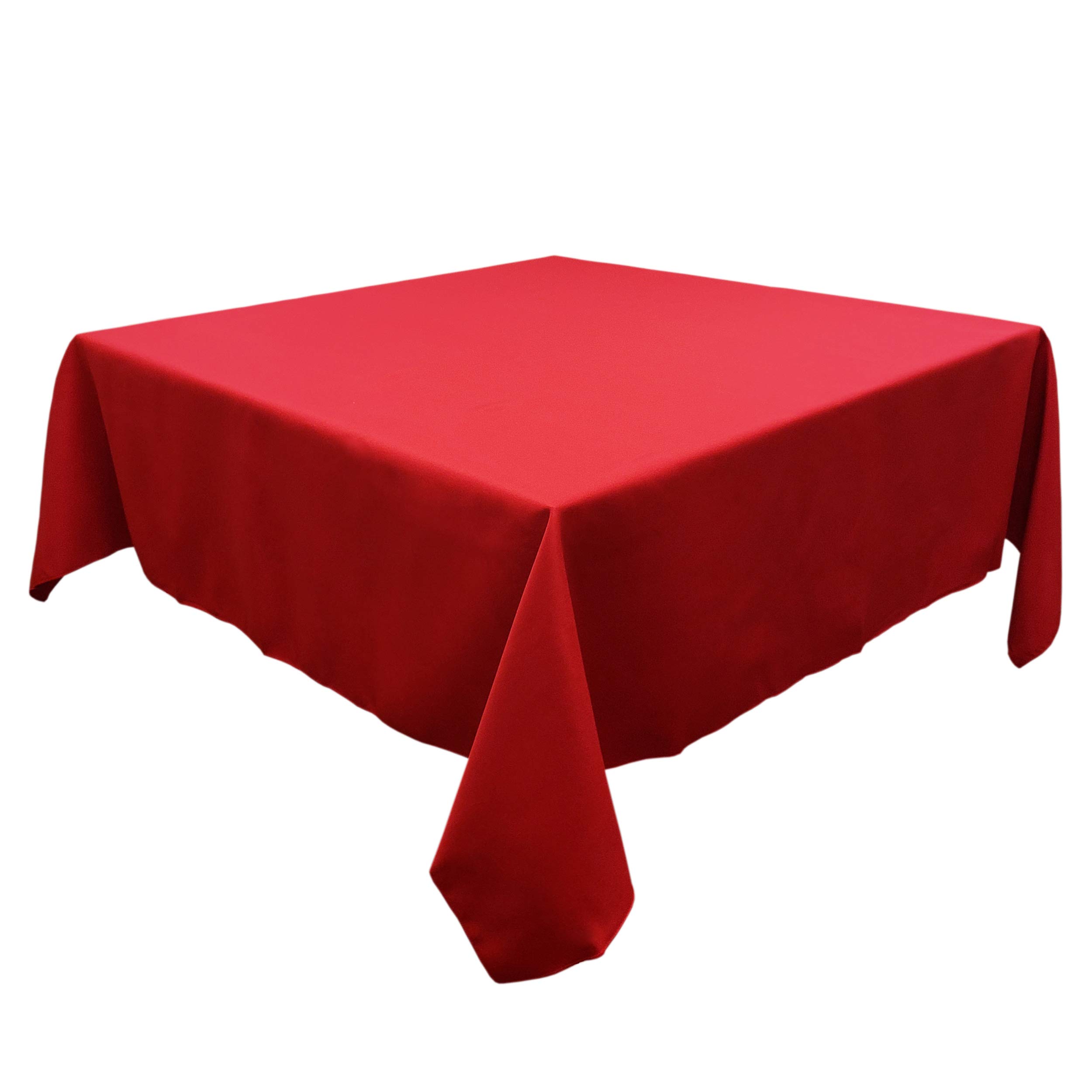 TableLinensforLess Polyester Square Tablecloth, 72 Inch Square, (Holiday Red)