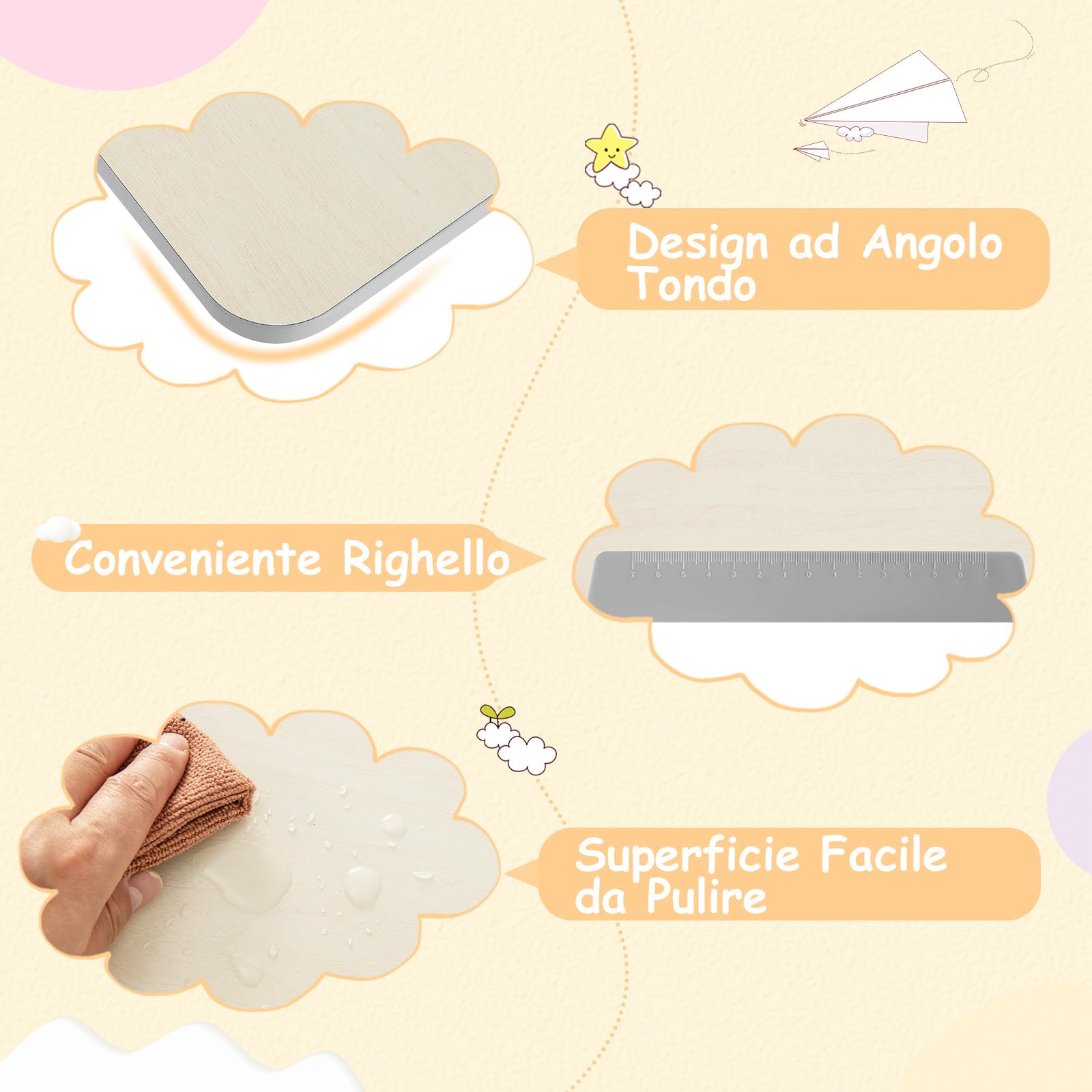 COSTWAY Scrivania per Bambini, Banco Scuola per 3-12 Anni Regolabile in Altezza da 50cm a 73cm con Piano Inclinabile 60°, Scrittoio Cameretta con Scaffale, Cassetto, Portapenne e Righello (Grigio)