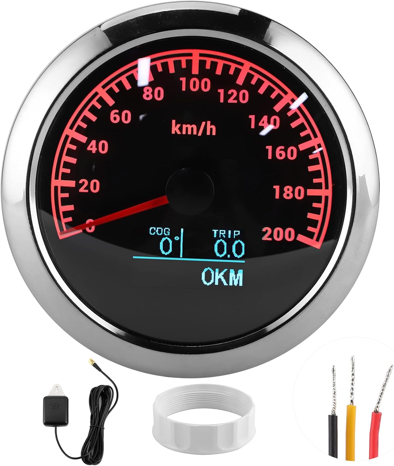 85mm GPS Speedometer Odometer Direction Angle Display Multifunction Instrument for Motorcycle Boat Car (200km/h)