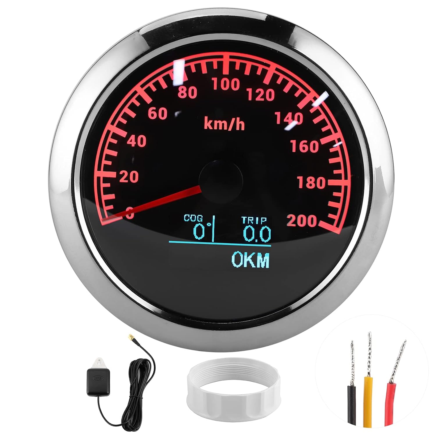 GPS Velocímetro, medidor de velocidade de 85mm, odômetro, ângulo de direção, instrumento multifuncional para motocicleta, barco, carro (200 km/h)