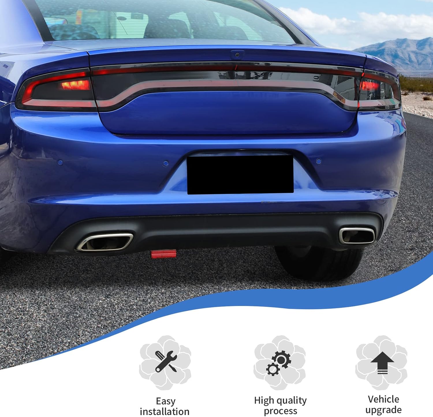 JeCar Smoked Tail Light Covers Rear Brake Light Guards Exterior Accessories Compatible with Dodge Charger 2015-2024, Smoked Black