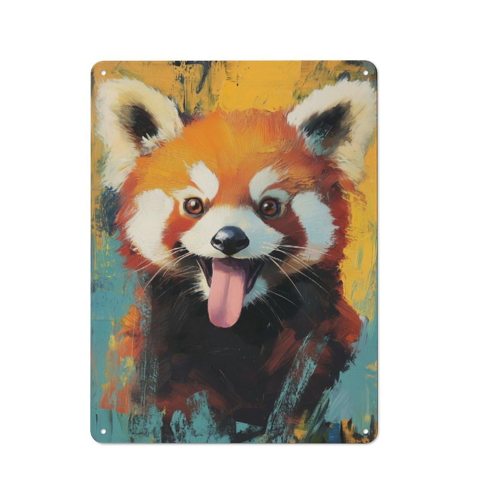 Junmoney Funny Red Panda Smiling For Garden Room Or Summerhouse, Retro Tin Sign 40X30cm, For Garage, Workshop And Man Cave Decoration