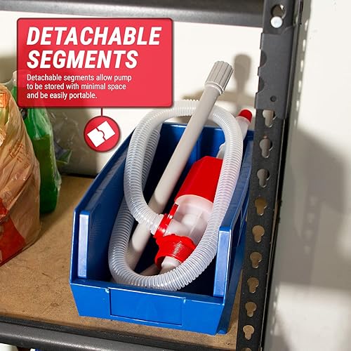 Miniatura 4 de TERA PUMP TRDRUM40 - Bomba de tambor de combustible manual compacta sin BPA, resistente, portátil, con longitud ajustable para barriles de tambor de