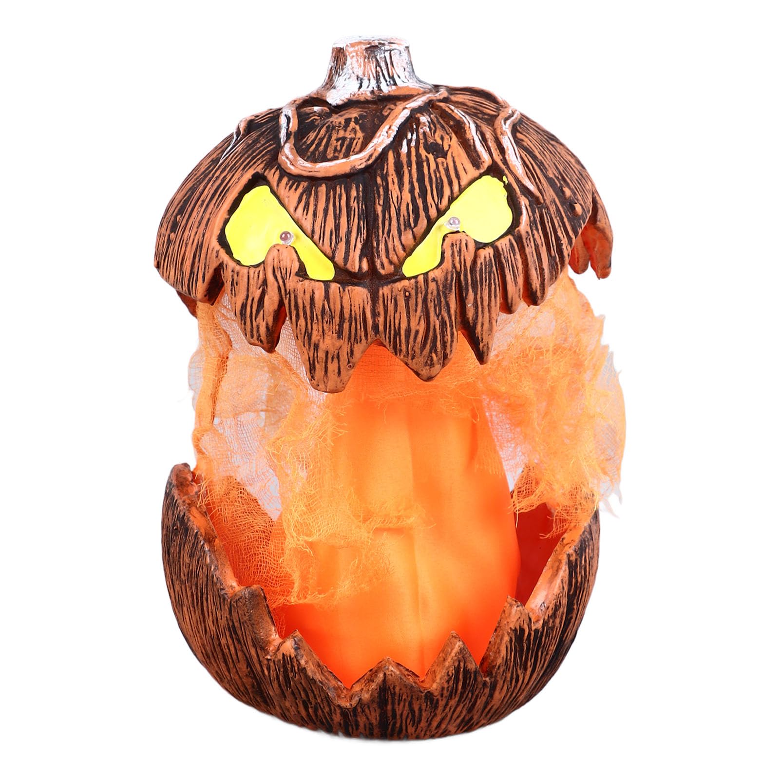 Calabaza Parlante de Halloween, Ojos LED de 20 Cm, Iluminación de Elevación con Pilas, Decoración de Calabaza, Calabaza Activada por Voz para Mesa de Césped Interior, Casa