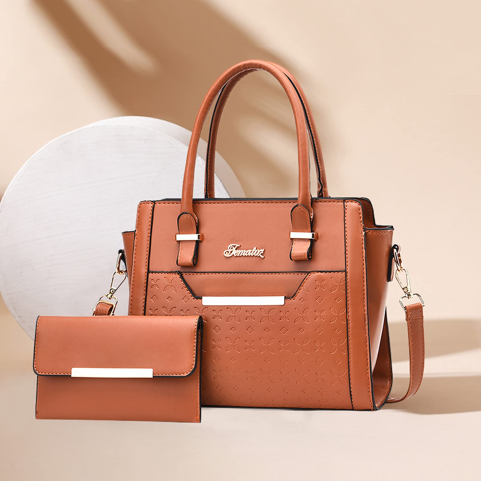 NICOLE & DORIS Bolsos de mano para mujer, grandes, 2 piezas, bolso de hombro, elegante, simple, multifunción, bolso de mano de piel sintética con ranura para tarjetas, Amarillo, L, Bolsa