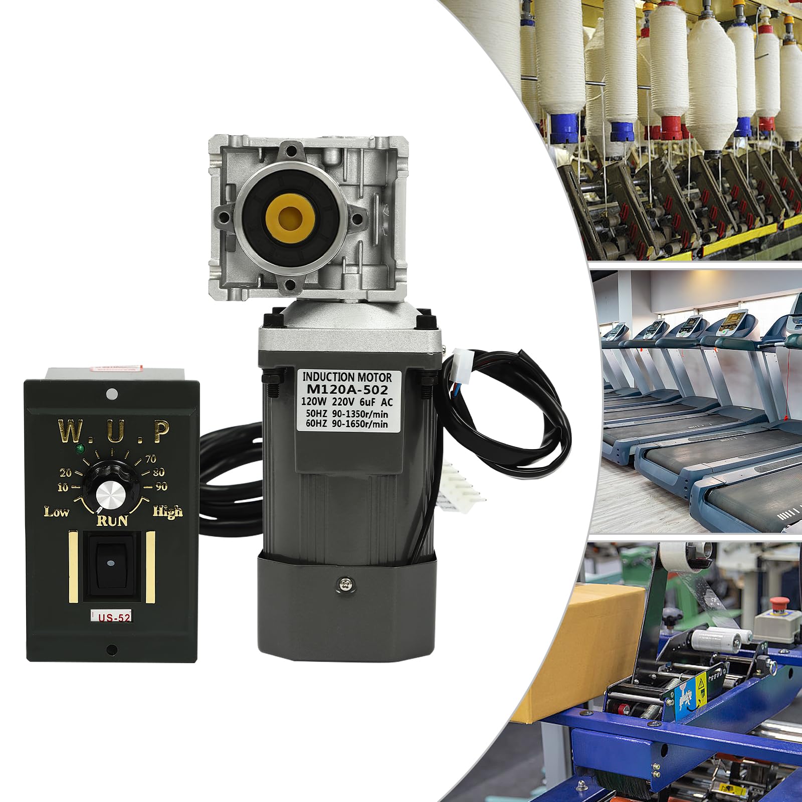 Motoriduttore AC 120 W 220 V asincrono, velocità reversibile, motore elettrico 1350 giri/min monofase, coppia elevata regolabile con regolatore di velocità Gear motore 1: 80 (80 K)