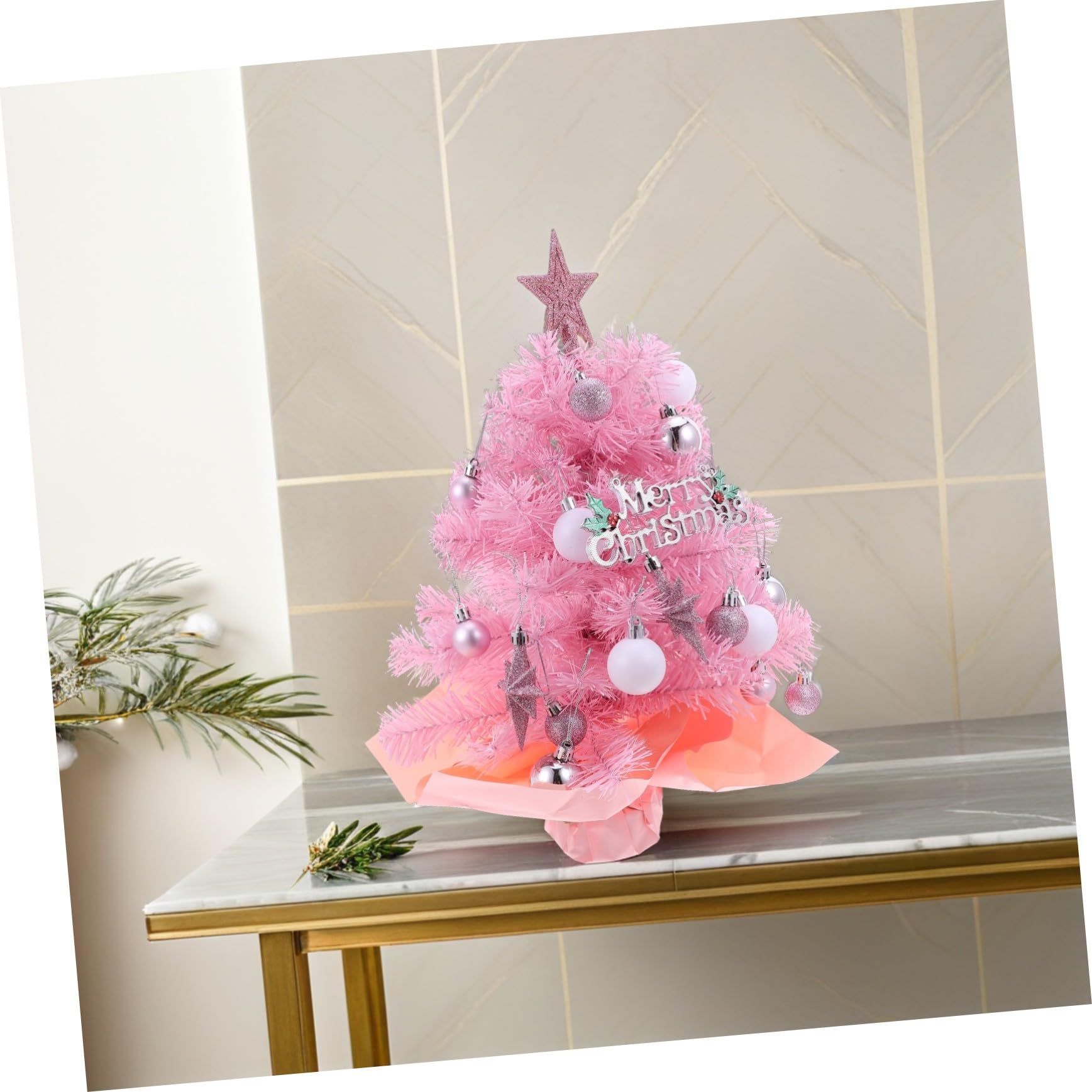 Ciieeo Mini Árbol de Navidad Artificial de Pies Árbol de Mesa con Luces Preiluminadas Decoración de Centro de Mesa para Navidad Casa Pequeño de Escritorio