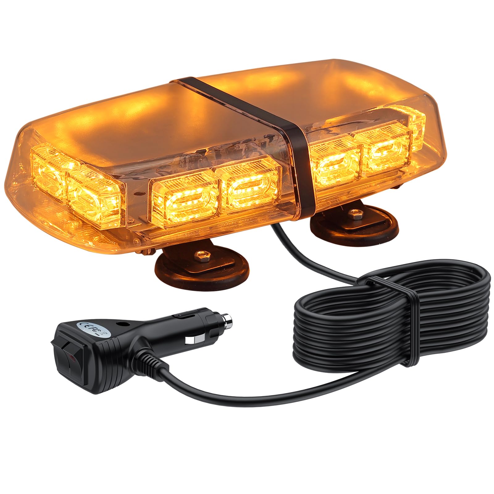 Justech Luce Stroboscopica d'Avvertimento 72 LED-12/24V Luci Lampeggianti Emergenza 7 Modalità Flash+Doppio Interruttore con Base Magnetica per Auto Rimorchio Camion Caravane ecc - E-mark