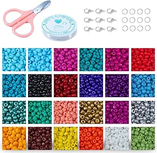 6000-22560pcs Glass Beads Seed Beads Baking Paint Peads Dyed Core Beads Set Beads Box for DIY Making Accessories (Color: 2mm 24000pcs)