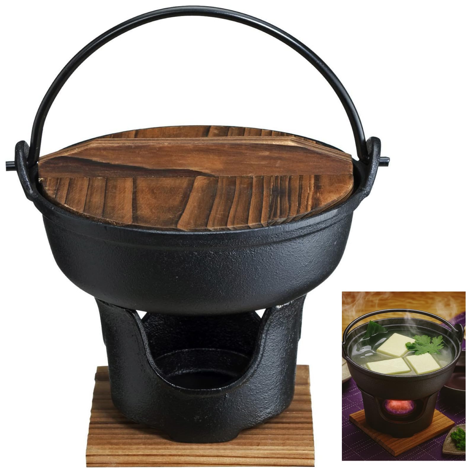 Amazon.co.jp: いろり 鍋 約18cm コンロセット 木蓋 敷板付 1-2人用 鉄 Amazon.co.jp: いろり 鍋 約18cm コンロセット 木蓋 敷板付 1-2人用 鉄