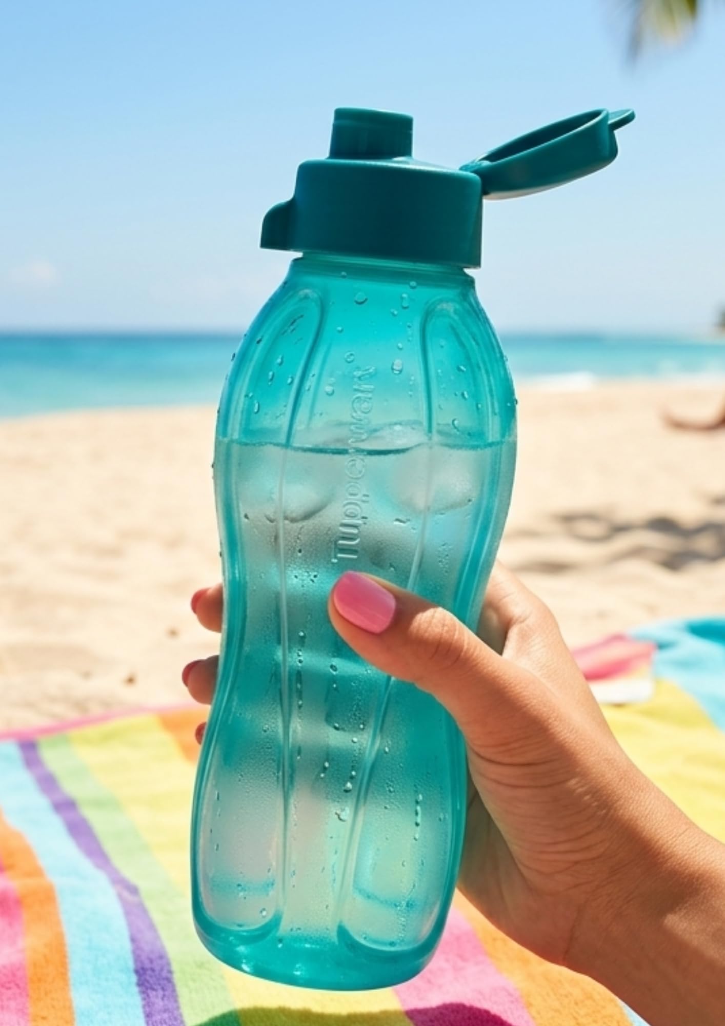 Tupperware Eco Bottle - Bottiglia sportiva in plastica senza BPA, forma ergonomica, coperchio con chiusura ermetica, riutilizzabile