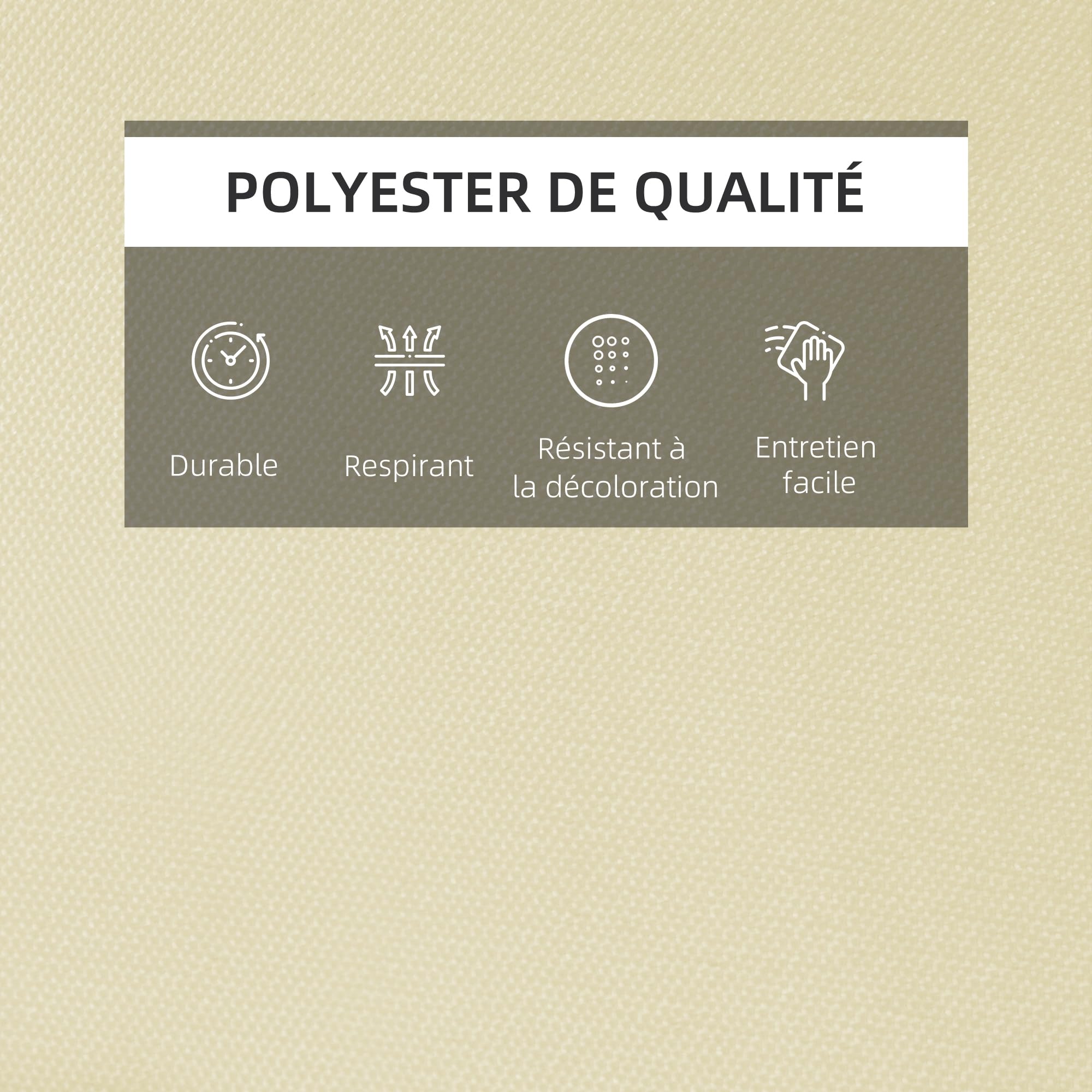 Outsunny Coussin Bain de Soleil Déhoussable Zippé 198 x 53 x 5 cm Crème