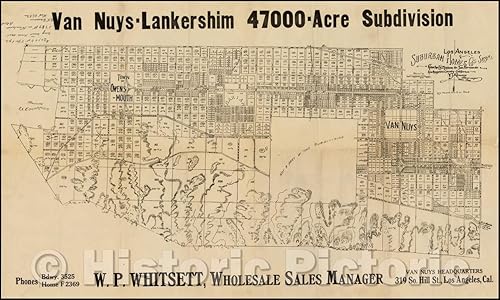 Mapa histĂłrico - Van Nuys-Lankershim Suburban Los Angeles Homes.Rancho Ex Mission de San Fernando Los Angeles County California, 1910, V.J. Rowan - Mapa histĂłrico - Van Nuys-Lankershim Suburban Los Angeles Homes.Rancho Ex Mission de San Fernando Los Angeles County California, 1910, V.J. Rowan -