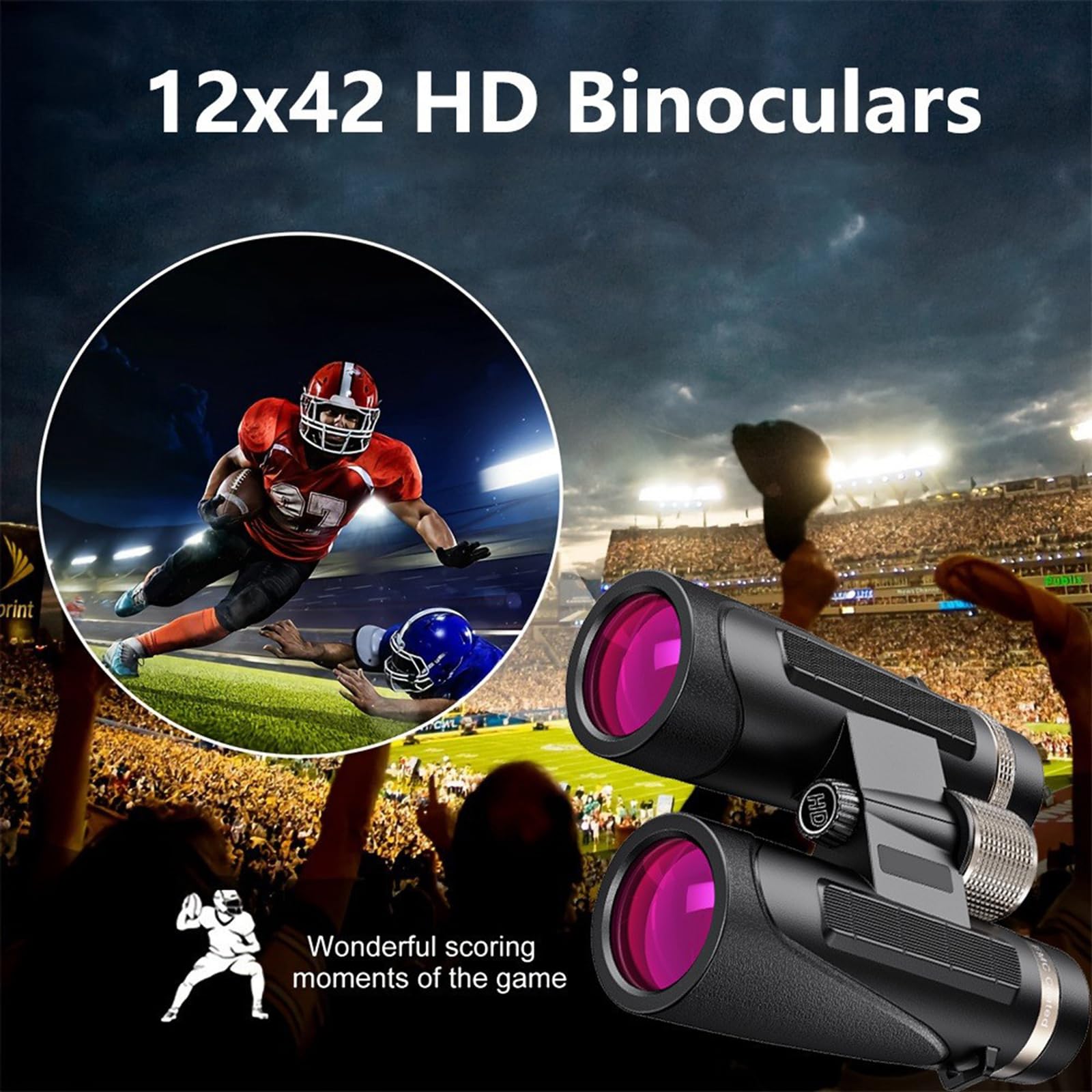 12 x 42 Binocolos,Binocolo per adulti, Binocolo Professionale, Prisma BaK-4 e Lente FMC, alta potenza Binocolos,per Birdwatching, Escursionismo, Caccia, Visite