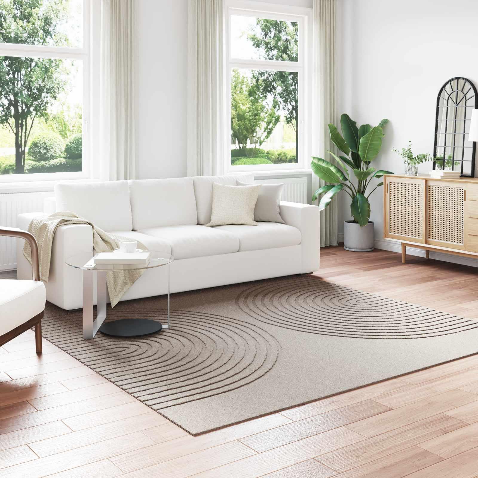 Tapis carré beige 240x240 lavable en machine et antidérapant