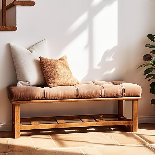 Miniatura 6 de ROFIELTY Cojín de banco con 2 lazos, cojines de banco para muebles de interior, para cojines de asiento de ventana, de interiorarmario, banco de