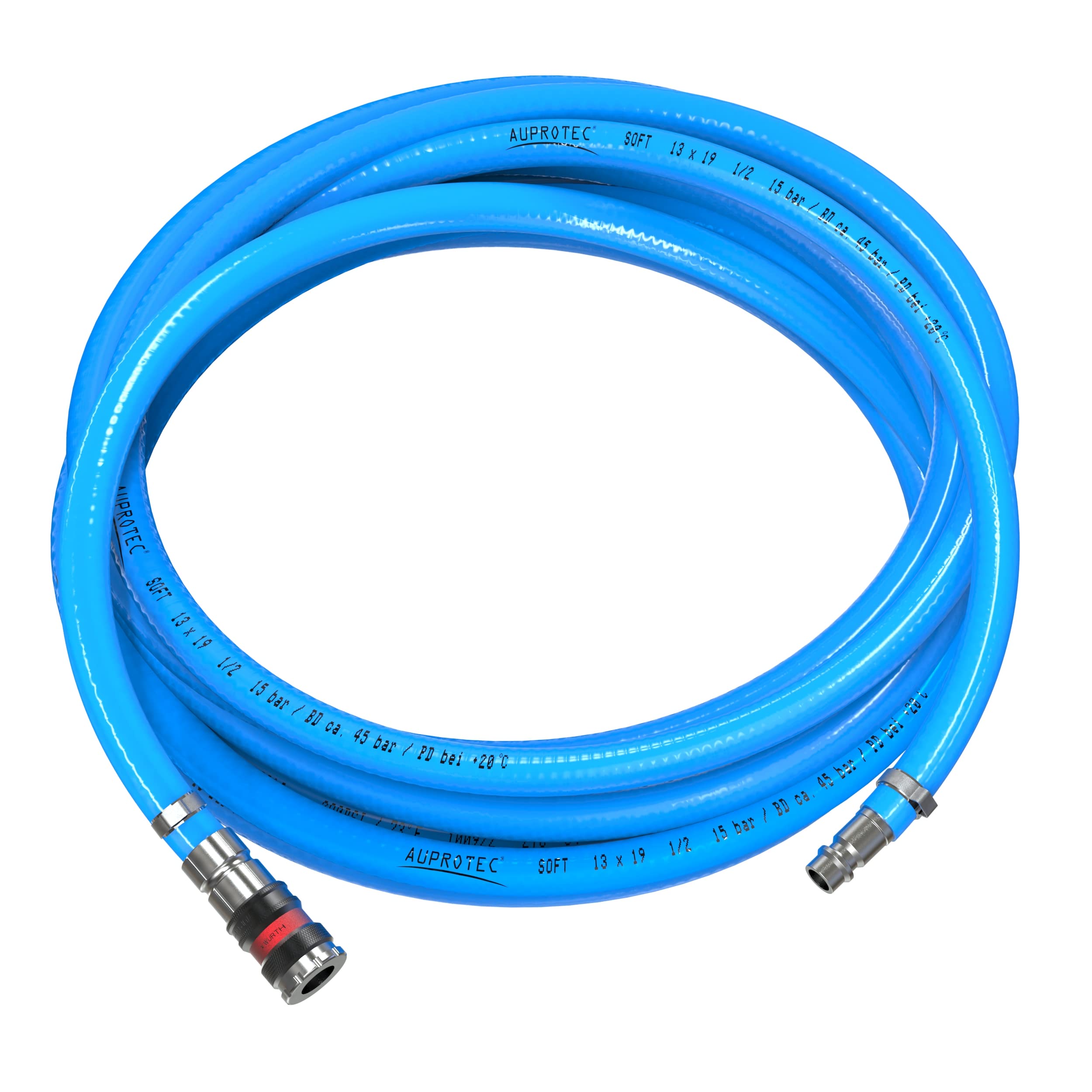 AUPROTEC set de manguera de aire comprimido Ø 13 mm interior, 10 m de PVC con acoplador rápido S2000 para compresores de aire, manguera para compresor AUPROTEC de alta flexibilidad