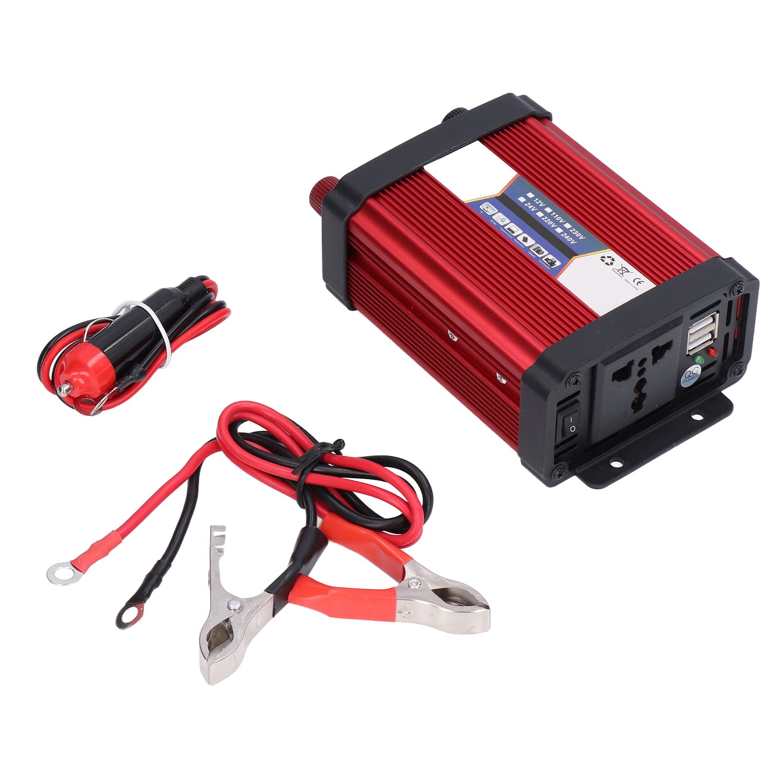 Inversor de Coche, Convertidor de Potencia de Onda Sinusoidal Modificada de 1000 W con Cargador USB, Protección contra Sobrecarga y Disipación de Calor del Ventilador Silencioso, (12V a 220V)
