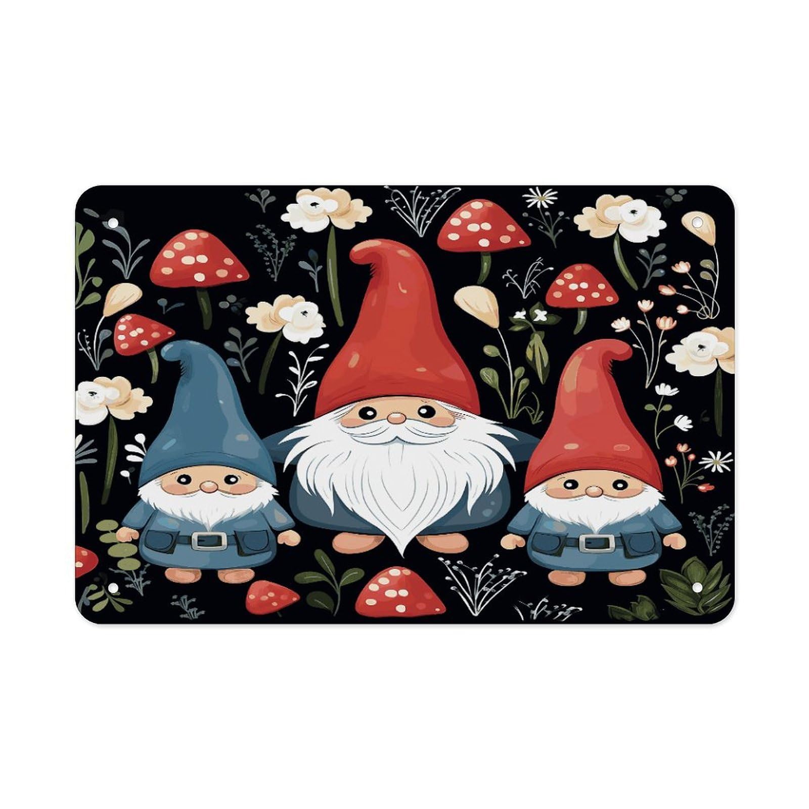 Fekiloot Style Cute Gnomes Metal Signs Wall Art Tin Sign