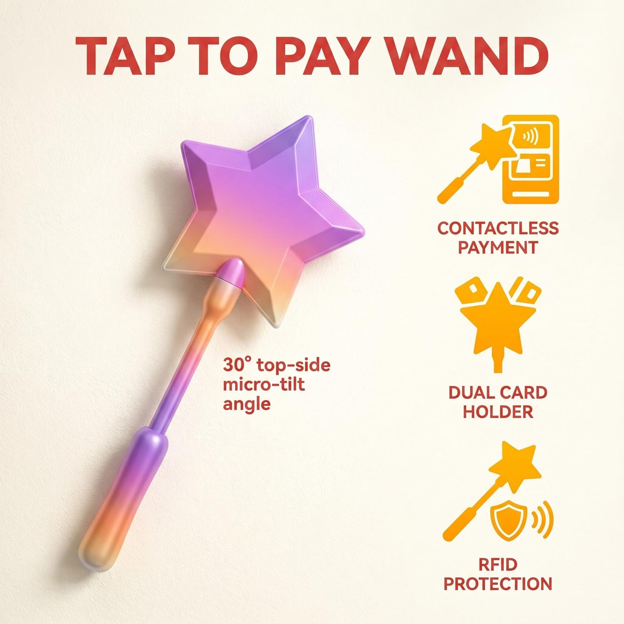 Condition photo showing New/Like New for magic fairy wand credit card holder, credit card magic wand for display | 3d printed credit card wand tap to pay, suitable for pranks and contactless payments, travel use, daily carry, home use