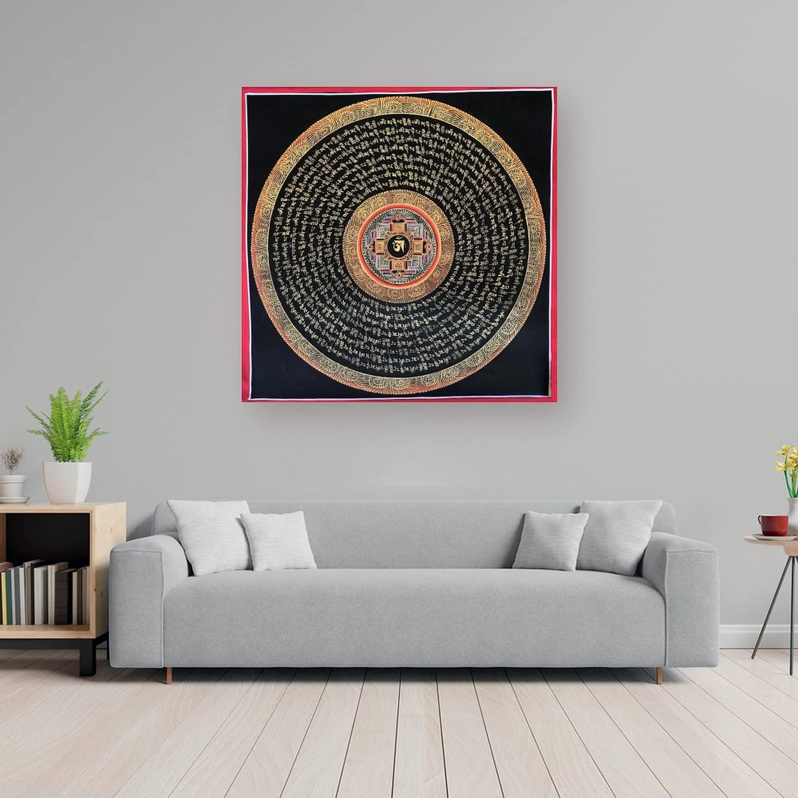 Poster tibetano Om Mantra Mandala Buddhismo Religione Meditazione Buddha Bodhisattva Decorazione per la casa Poster arte da parete Camera da letto Decorativa Estetica 70 x 70 cm