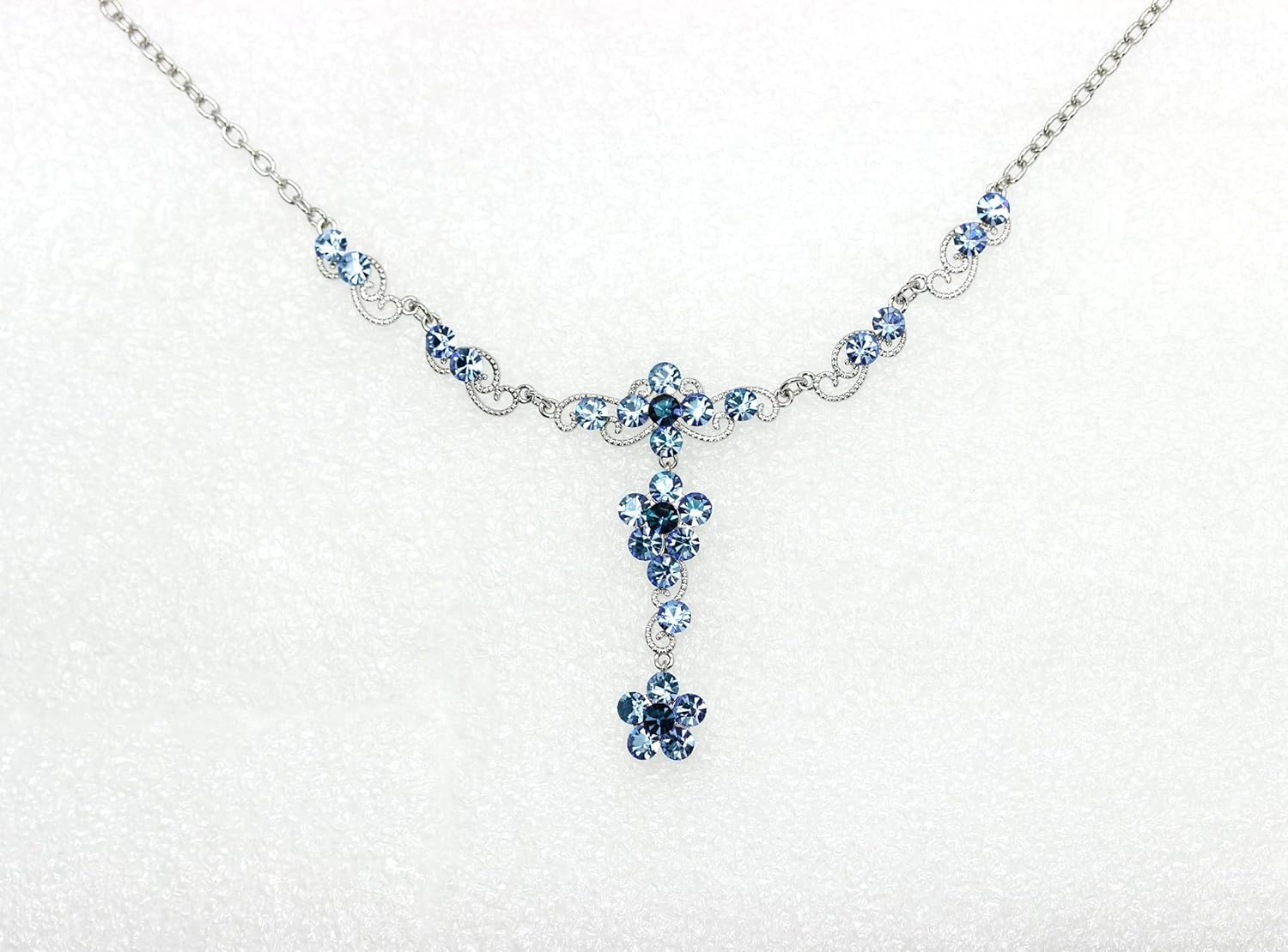 Faship Gorgeous Rhinestone Crystal Floral Necklace Earrings Set - Image 3