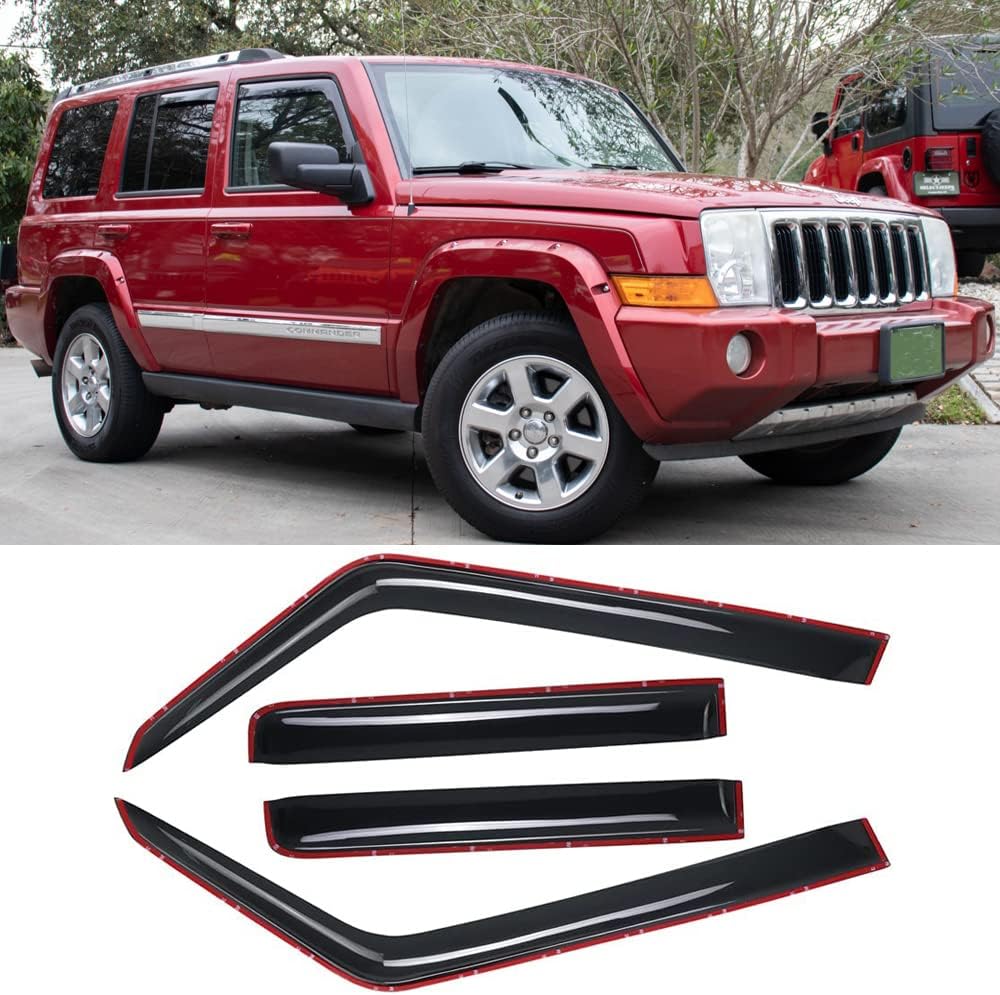 Side Window Wind Vent Deflector fit for 2006-2010 Jeep Commander, 4pcs in-Channel Style Sun Rain Guards Set,Dark Smoke Nice Looking Window Visors Shades 194117