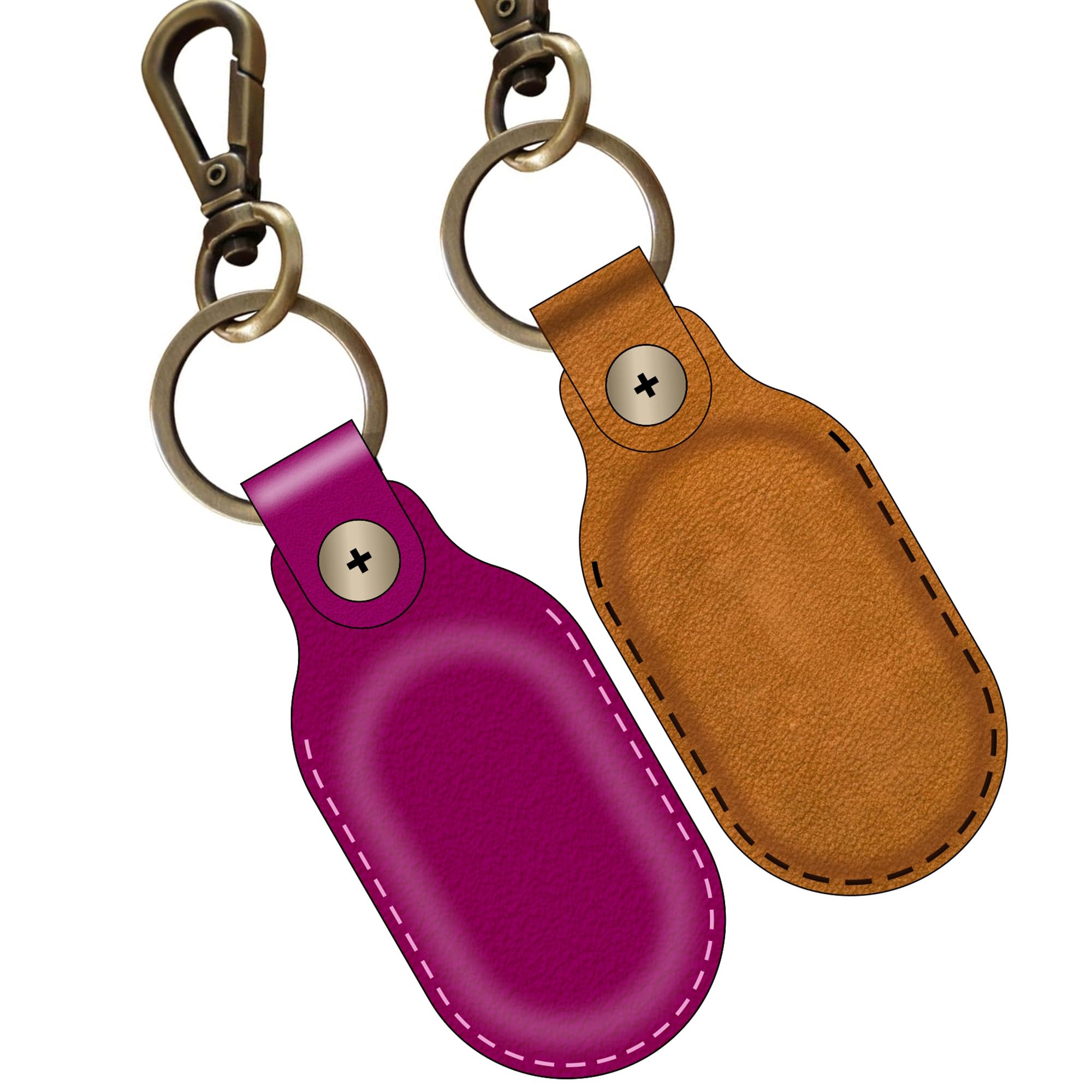 H Huaberich Leather Case Compatible For Galaxy SmartTag 2 case,Retro Key Chain (Brown and Red)