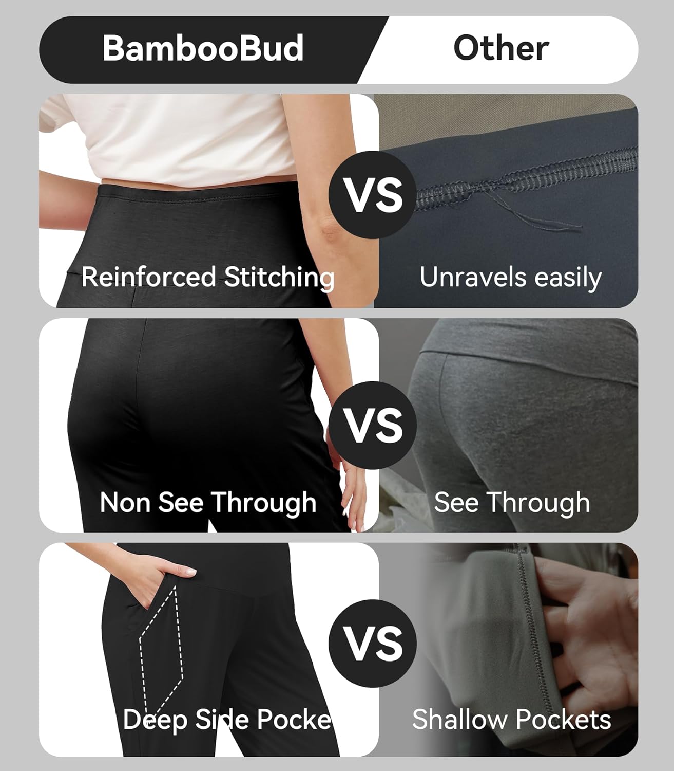 Maternity Pants for Women Bamboo Viscose Over The Belly Joggers with Pockets Soft Pregnancy Lounge Bottom S-XXL - Image 6