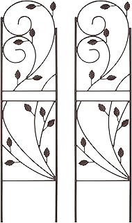 Sunnydaze 32-Inch Rustic Plant Design Outdoor Garden Trellis - Metal Wire Plant Support Trellis for Climbing Plants - Brown - Set of 2