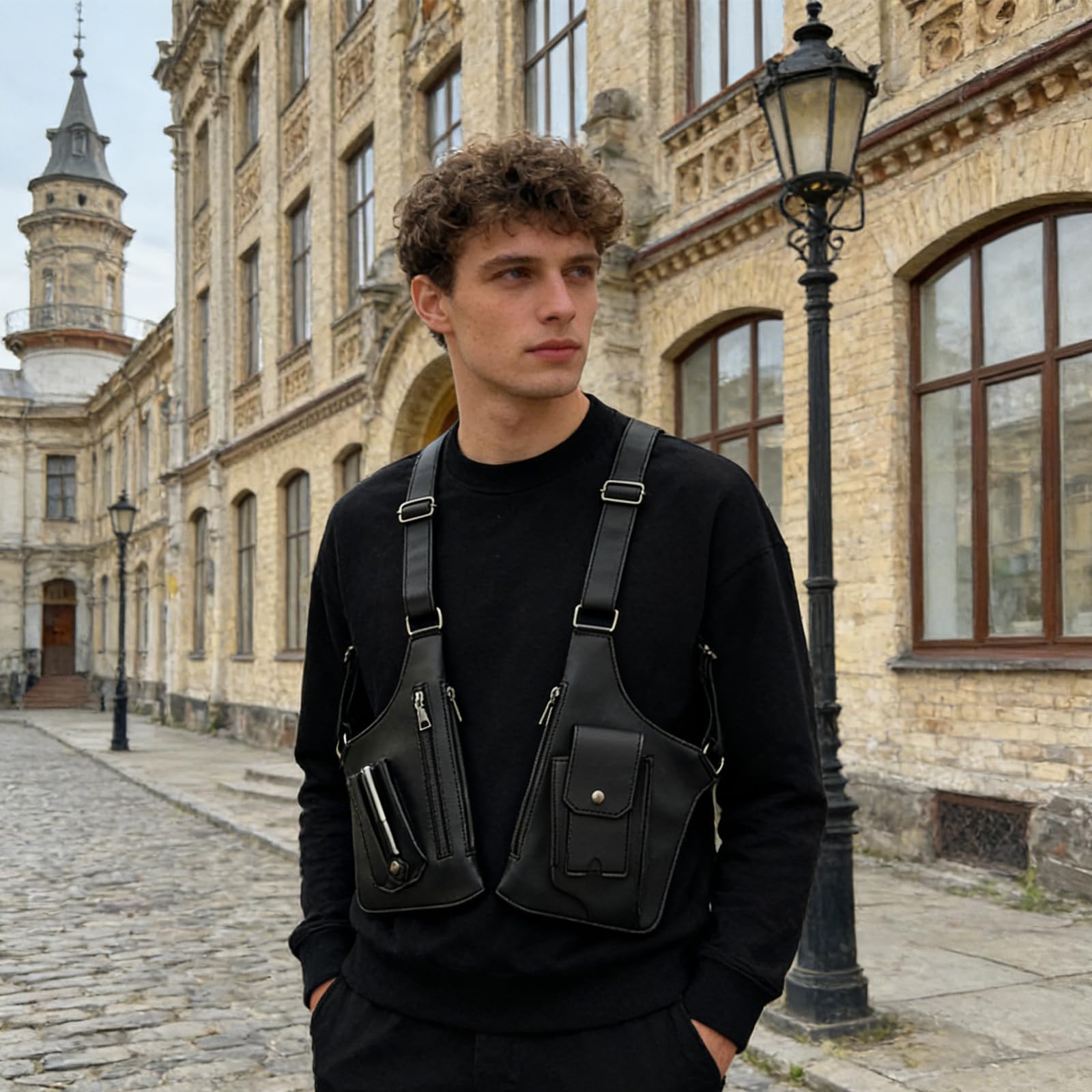 1 Pièce Holster Portefeuille Sacoche Holster Homme Sac A Bandoulière Homme Sac Antivol Résistant Et Durable À L'abrasion Imperméabilité Bandoulière Réglable Grande Capacité Compartiments Multiples