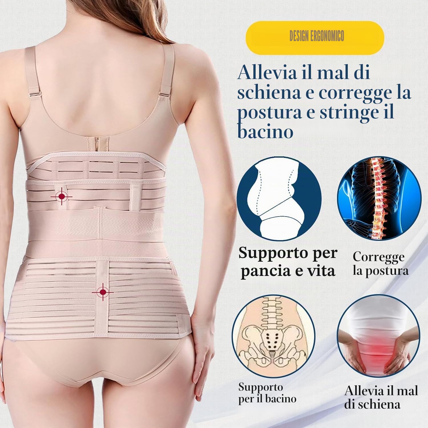 Chongerfei Cintura ventrale 3 in 1 Post Partum, Cintura per Pancia/Vita/Bacino di Recupero (One Size, Beige)