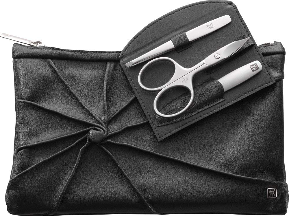 Zwilling Twinox Schminktasche Kosmetiktasche 3-tlg. schwarz Kombi-Nagelschere Pinzette schräg Saphir-Nagelfeile