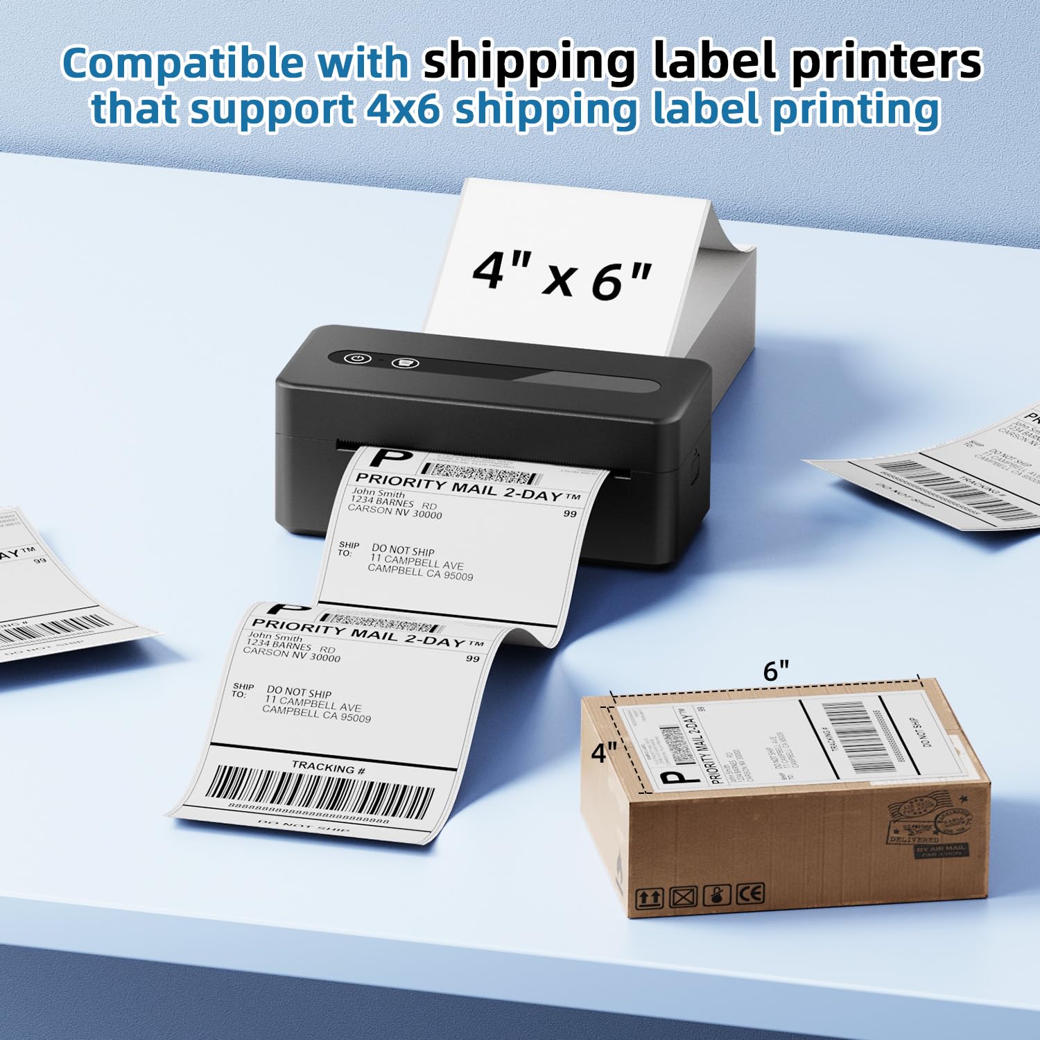 TATTMUSE 4×6 DHL Thermo-Versandetiketten, 500 weiße Gefaltete Versandetiketten Aufkleber, Kompatibel mit Etikettendrucker