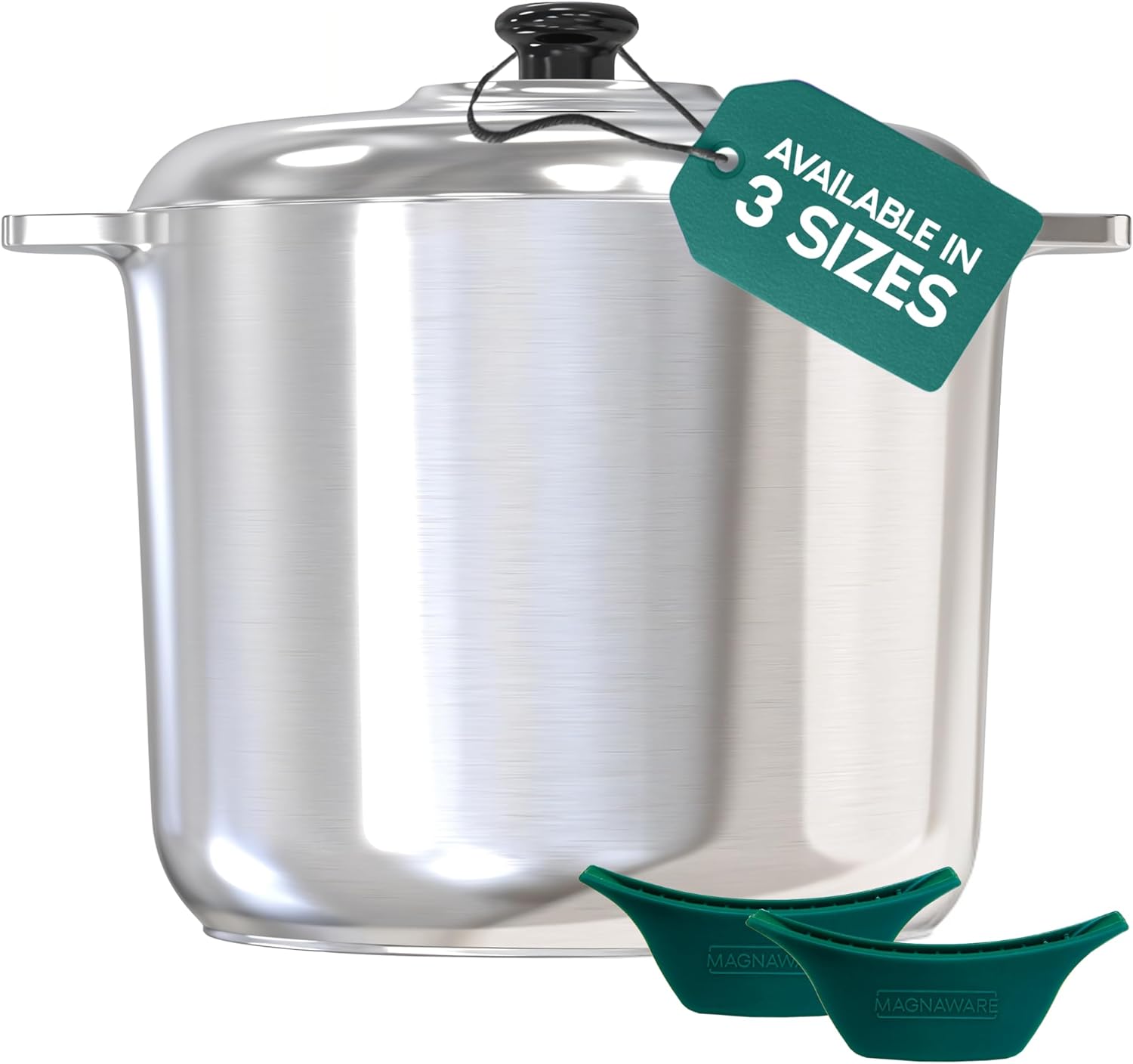 10 Quart Cast Aluminum Stock Pot with Lid - Durable & Lightweight Soup Pot with Even Heat Distribution & Retention - Professional Cookware Stockpot with Silicone Handle Covers